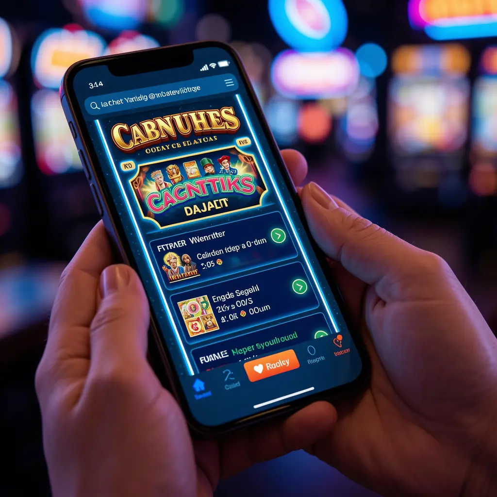 Winmxco App – Spin exciting slots and win big on your mobile device Close-up of a player enjoying colorful slot games inside the Winmxco mobile casino app with vibrant neon casino style visuals in Mexico